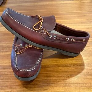 NEVER WORN LL Bean Camp Mocs on brown leather. Men’s sz 13